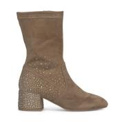 Enkellaars met hak en details Alma EN Pena , Beige , Dames