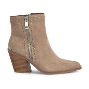 Enkellaarsjes met hak en studs Alma EN Pena , Beige , Dames