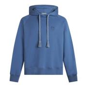 Blauwe Katoenen Hoodie met Logo Etro , Blue , Heren