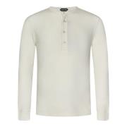 Witte Geribbelde Henley T-shirt Tom Ford , Beige , Heren