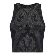 Zwart Paisley Jacquard Crop Top Wolford , Black , Dames