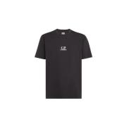 Logo Print Katoenen T-shirt C.p. Company , Black , Heren