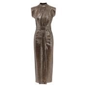 Gouden gestippelde jersey jurk Essentiel Antwerp , Brown , Dames