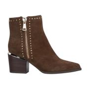 Ankle Boots met Rits op de Hak Alma EN Pena , Brown , Dames