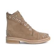 Enkellaarsjes met veters en studs Alma EN Pena , Beige , Dames