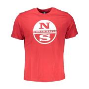 Logo T-shirt Rood Vet Print North Sails , Red , Heren