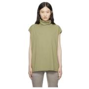 Mouwloos katoenen T-shirt met rolkraag Rick Owens , Green , Dames