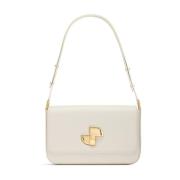 Off-White Leren Logo Plaque Tas Patou , Beige , Dames