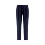 Polyester Viscose Blend Trekkoord Broek Herno , Blue , Heren