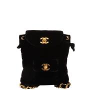 Pre-owned Velvet backpacks Chanel Vintage , Black , Dames