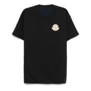 Omkeerbaar Logo Patch T-shirt Moncler , Black , Heren