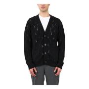 Wollen Cardigan met Knopen Mauro Grifoni , Black , Heren