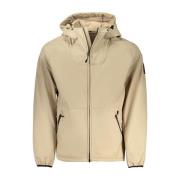 Contrast Logo Hooded Polyester Jas Napapijri , Beige , Heren