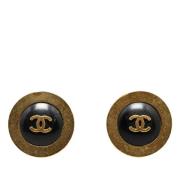 Pre-owned Metal earrings Chanel Vintage , Black , Dames