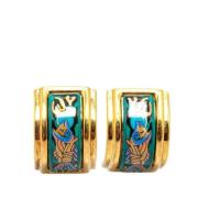 Pre-owned Fabric earrings Hermès Vintage , Yellow , Dames