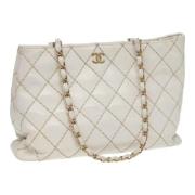 Pre-owned Leather chanel-bags Chanel Vintage , White , Dames