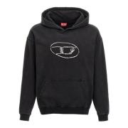 Zwarte Katoenen Trui met Logoprint Diesel , Black , Heren