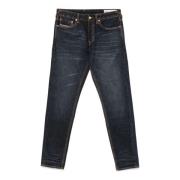 Donkerblauwe Denim Jeans met Logo Evisu , Blue , Heren