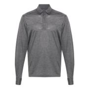 Donkergrijze wollen poloshirt Fedeli , Gray , Heren