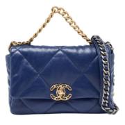 Pre-owned Leather chanel-bags Chanel Vintage , Blue , Dames