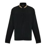 Merino Zip Cardigan Zwart Strepen Hoge hals Paul Smith , Black , Heren