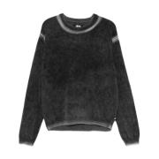 Zwarte Gebreide Crew Neck Sweater Stüssy , Black , Heren