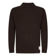 Bruine Fisherman's Rib Stitch Sweater Emporio Armani , Brown , Heren