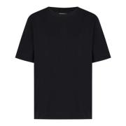 Zwart T-shirt met Cashmere Logo Label Khaite , Black , Dames