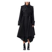 Zwarte Gepaneelde Trenchcoat Buitenkleding Sacai , Black , Dames