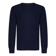 Blauwe Crewneck Wol Kasjmier Trui Herno , Blue , Heren