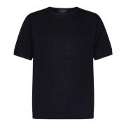 Blauwe Crewneck Sweater Twee-Tone Aw24 Emporio Armani , Blue , Heren