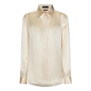 Gestreepte Beige Shirt Aw24 Tom Ford , Beige , Dames