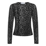 Zwart Luipaardprint Topkleding Aw24 Alexander McQueen , Black , Dames