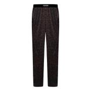 Luxe Luipaardprint Zijden Satijnen Broek Tom Ford , Brown , Heren