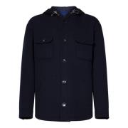 Blauw gewatteerd overshirt met micro-gestreept motief Etro , Blue , He...