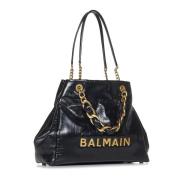 Zwarte Shopper Tas Elegant Ontwerp Balmain , Black , Dames