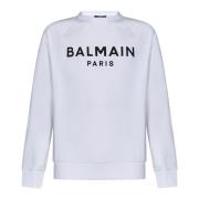 Witte Katoenen Sweatshirt Aw24 Balmain , White , Heren