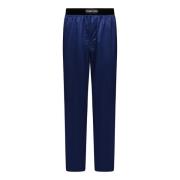 Luxe Blauwe Zijden Broek Tom Ford , Blue , Heren