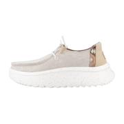 Geweven Veterschoenen voor Vrouwen Hey Dude , Beige , Dames