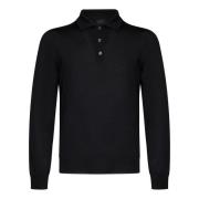 Luxe Zwarte Polo Met Lange Mouwen Brioni , Black , Heren