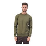 Groene Sweater Basic Ronde Hals Lange Mouw Bikkembergs , Green , Heren