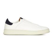 Witte Sneakers met Marineblauwe Accenten Kiton , White , Heren