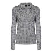 Grijze Polo Shirt met Strass Pinko , Gray , Dames