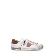 Urban 80's Stijl Sneakers Wit Cognac Philippe Model , Brown , Heren