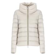 Gewatteerde Ivory Jas met Hoge Hals Save The Duck , Beige , Dames