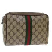 Pre-owned Leather clutches Gucci Vintage , Beige , Dames