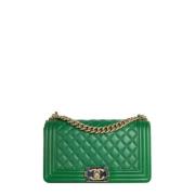 Pre-owned Leather chanel-bags Chanel Vintage , Green , Dames