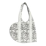 Witte leren handtas met slangenprint Coperni , Gray , Dames