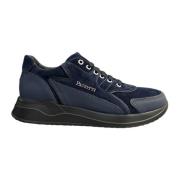 Blauwe Suède en Leren Sneaker Paciotti , Blue , Heren