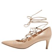 Pre-owned Leather heels Valentino Vintage , Beige , Dames